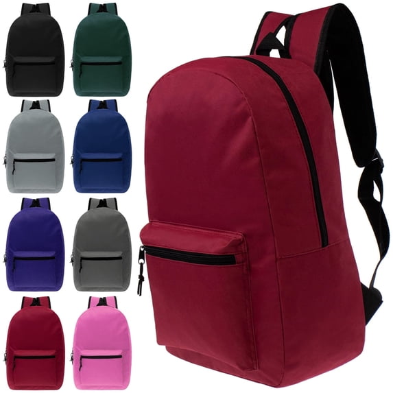 15" Basic Backpack in 12 Colors- Bulk Case of 24