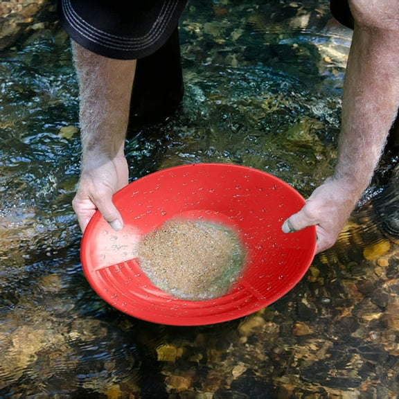 15" Basic Gold Panning Starter Gold Pan Gold Prospecting Beginners Gold Pan Prospecting with Riffles & Ridges Gold Panning Equipment Red