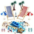 thumbnail image 1 of 15 Beach Micro View Mini Rest Chair Toy Set with Sunshade Umbrella and Tree Decoration Accessories for Unique Present Ideas, 1 of 4