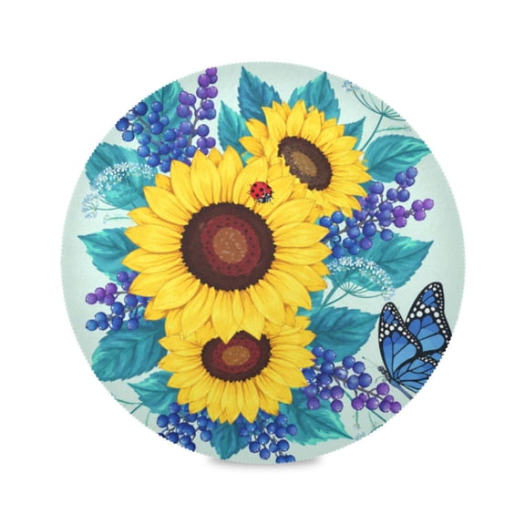 15" Berry Bouquet Printed Round Placemats Set of 1 Heat Resistant Table Mat for Kitchen for Party Deco