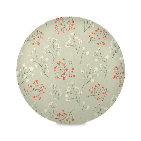 15" Berry Sprig Printed Round Placemats Set of 1 Heat Resistant Table Mat for Kitchen for Party Deco