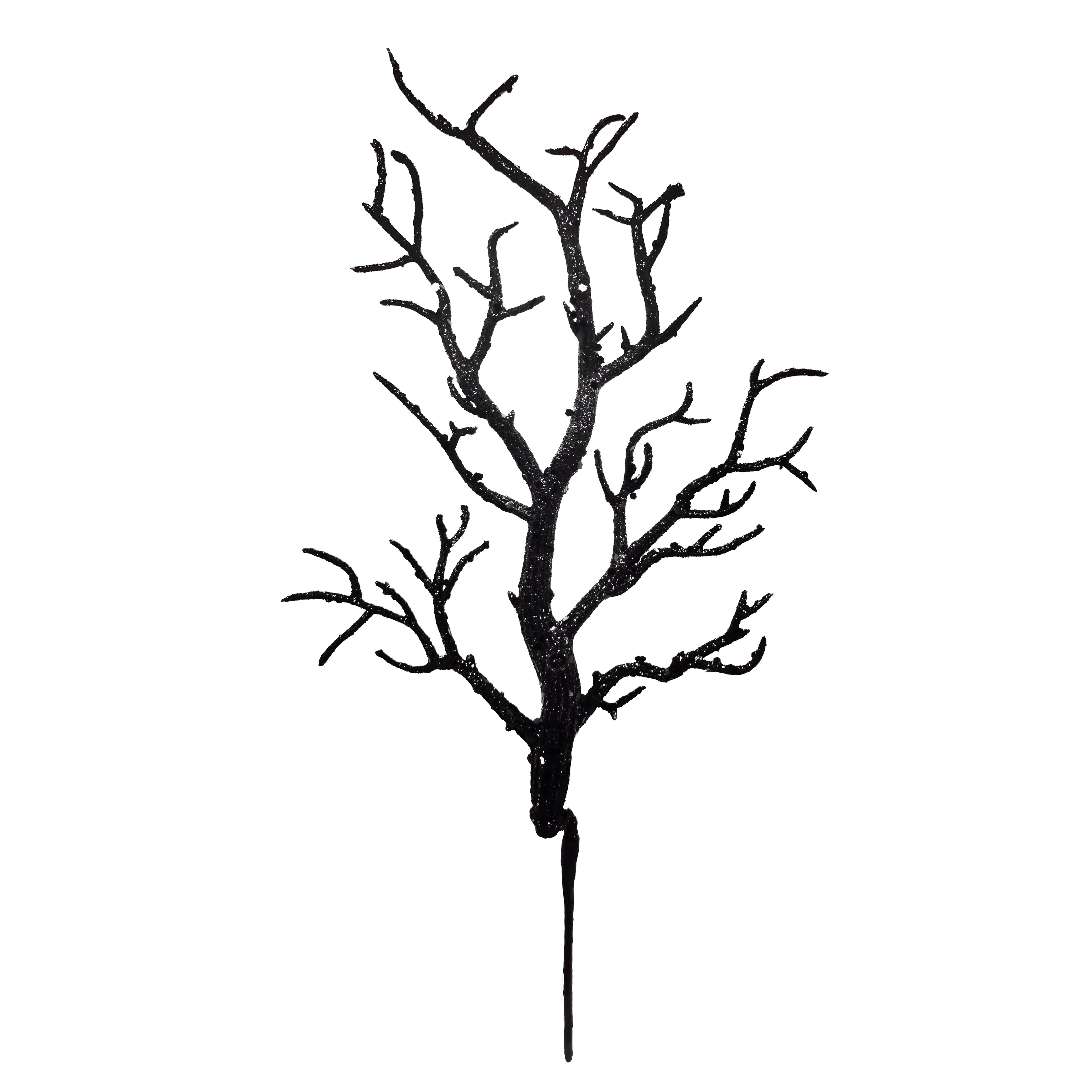 15" Black Glittery Branch Pick by Ashland-Halloween Florals for Crafting and Decoration