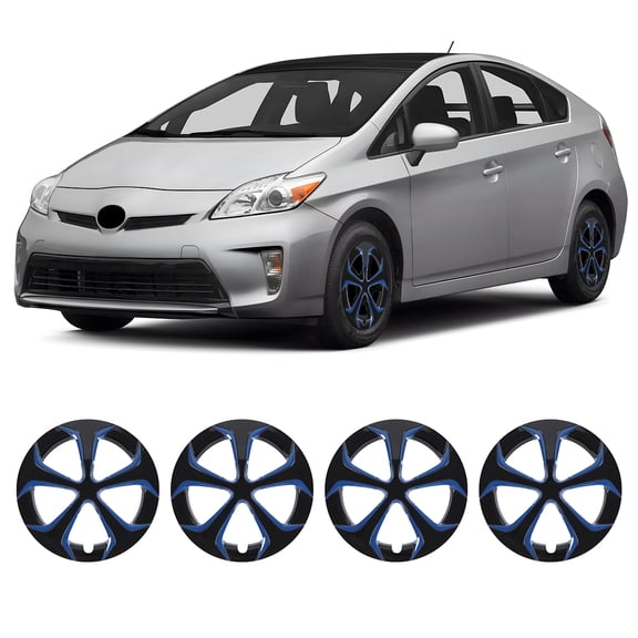 15" Black Lacquer & Blue Lacquer Hubcaps for Toyota Prius 2010 2011 2012 2013 2014 2015,Fit for Alloy Wheels- Set of 4,Snap-on Design Wheel Rim Covers
