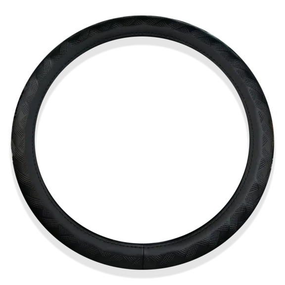 15'' Black Steering Wheel Cover Genuine Leather Non-slip Vehicle Accessories