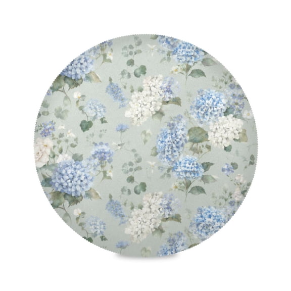 15" Blue White Hydrangea Printed Round Placemats Set of 1 Heat Resistant Table Mat for Kitchen for Party Deco