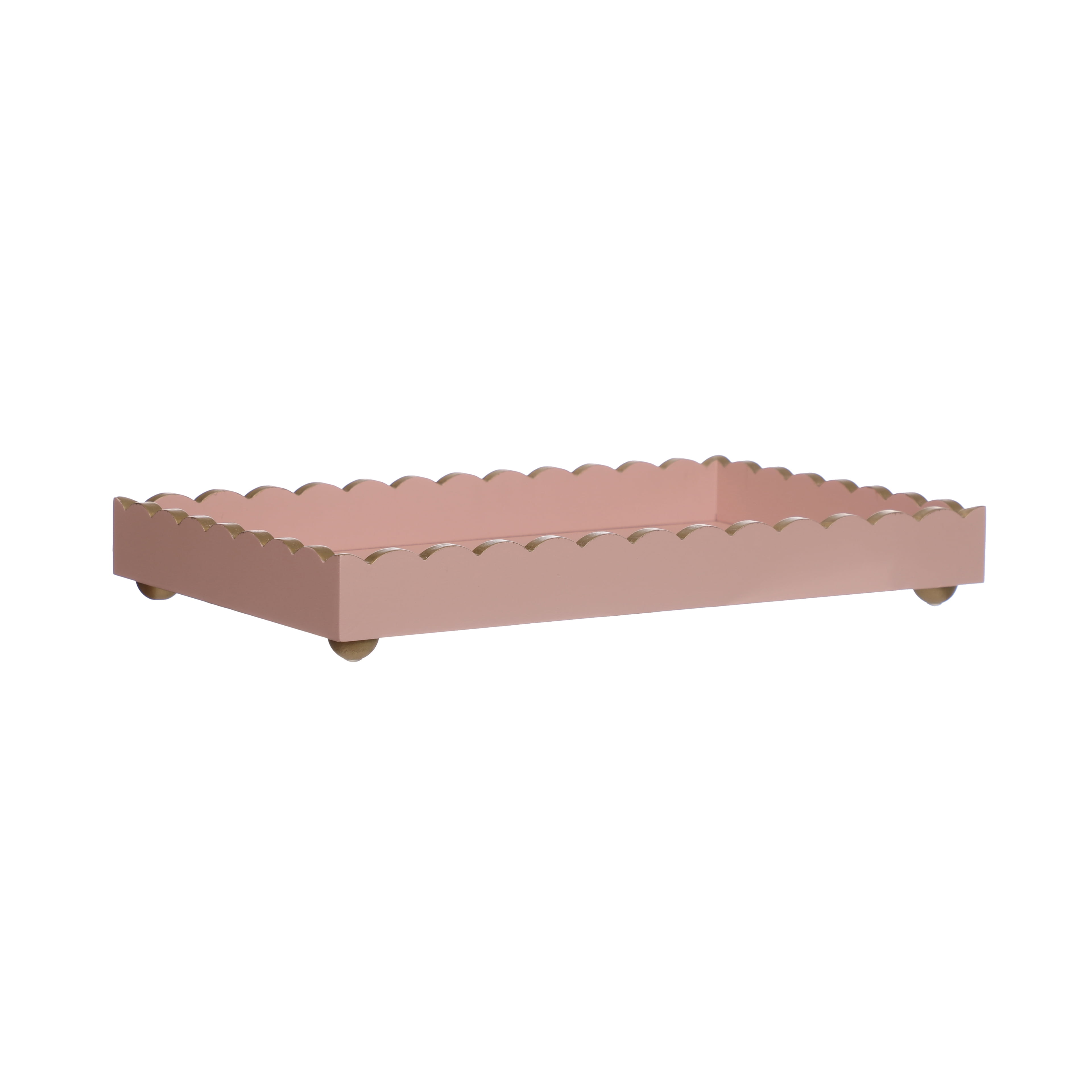 15" Blush Pink Scalloped Edge Decorative Tabletop Tray