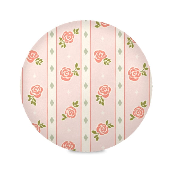 15" Blush Rose Stripe Printed Round Placemats Set of 1 Heat Resistant Table Mat for Kitchen for Party Deco