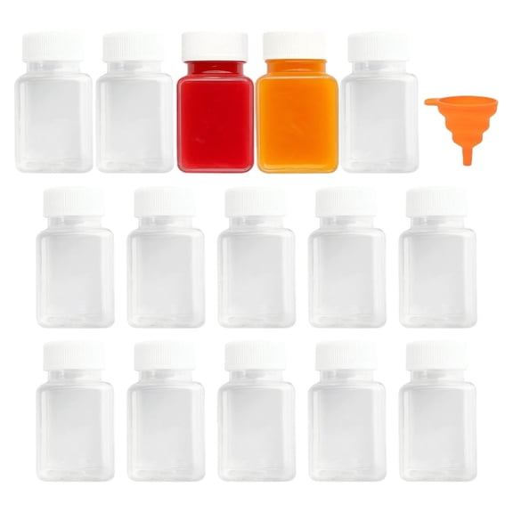 15 Bottles 100ml Square Plastic Containers Leakproof Home Kitchen Storage