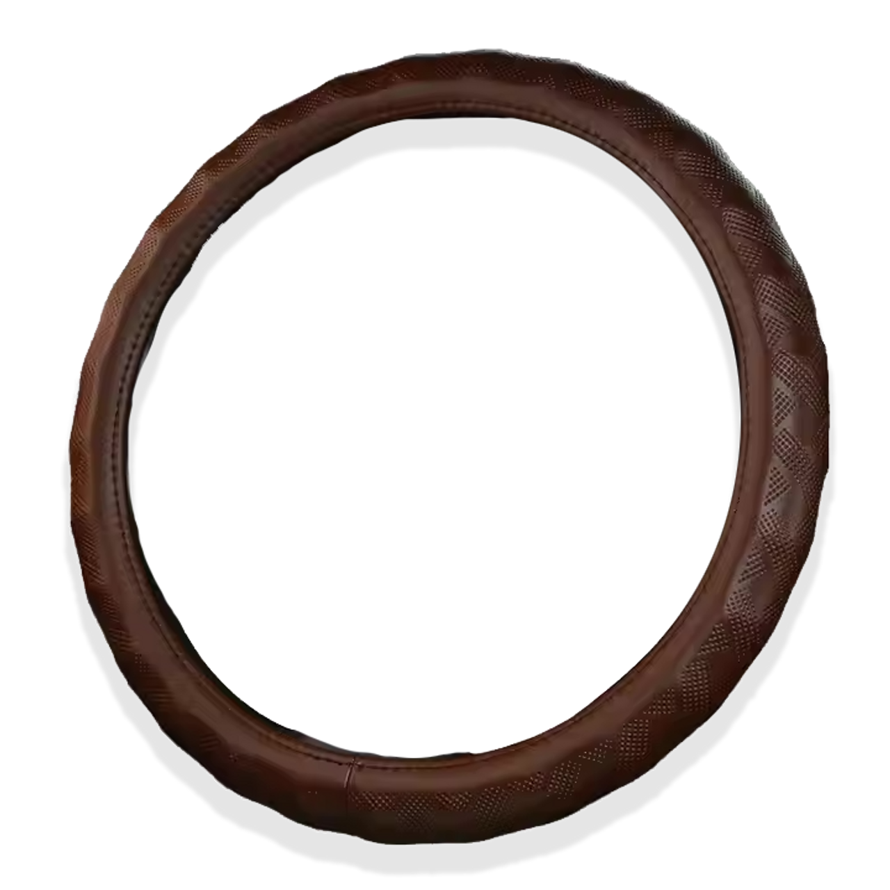 15'' Brown Steering Wheel Cover Leather Non-slip Cooling Breathable