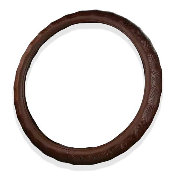 15'' Brown Steering Wheel Cover Leather Non-slip Cooling Breathable