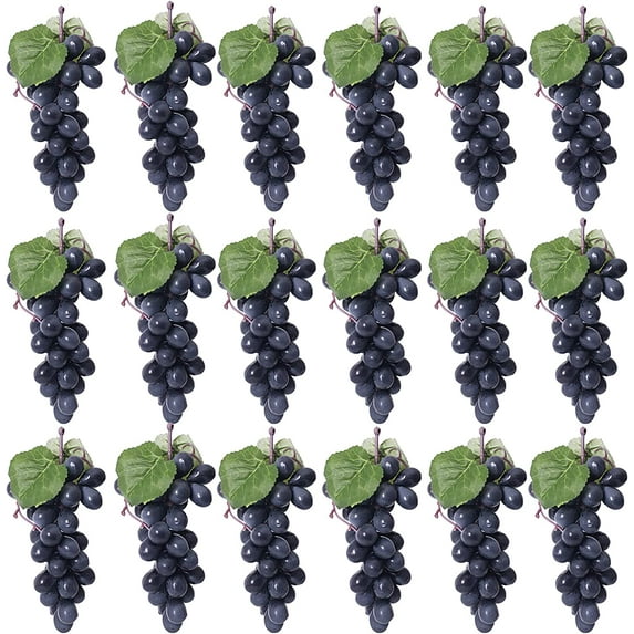 15 Bunches Fake Grapes Rubber Grape Bundles Fake Fruits for Home House Kitchen Party Wedding Photography Decor - Black
