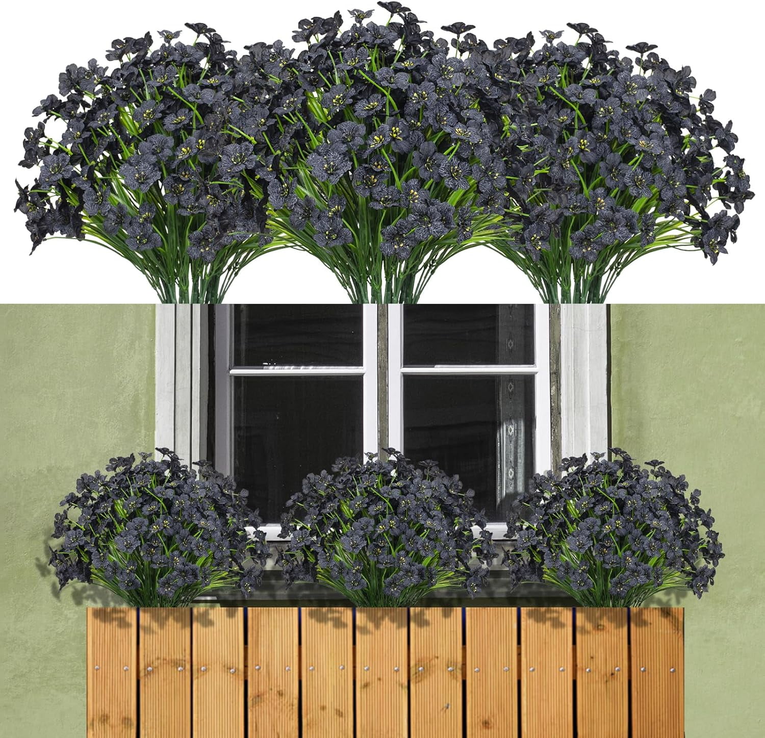 15 Bundles Artificial Flowers Outdoor UV Resistant Fake Silk Plants Plastic Faux Shrubs Outside Front Porch Window Box Garden Home Hanging Planter Decoration (Mixed Color)