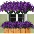 thumbnail image 1 of 15 Bundles Artificial Flowers Outdoor UV Resistant Fake Silk Plants Plastic Faux Shrubs Outside Front Porch Window Box Garden Home Hanging Planter Decoration (Mixed Color), 1 of 5
