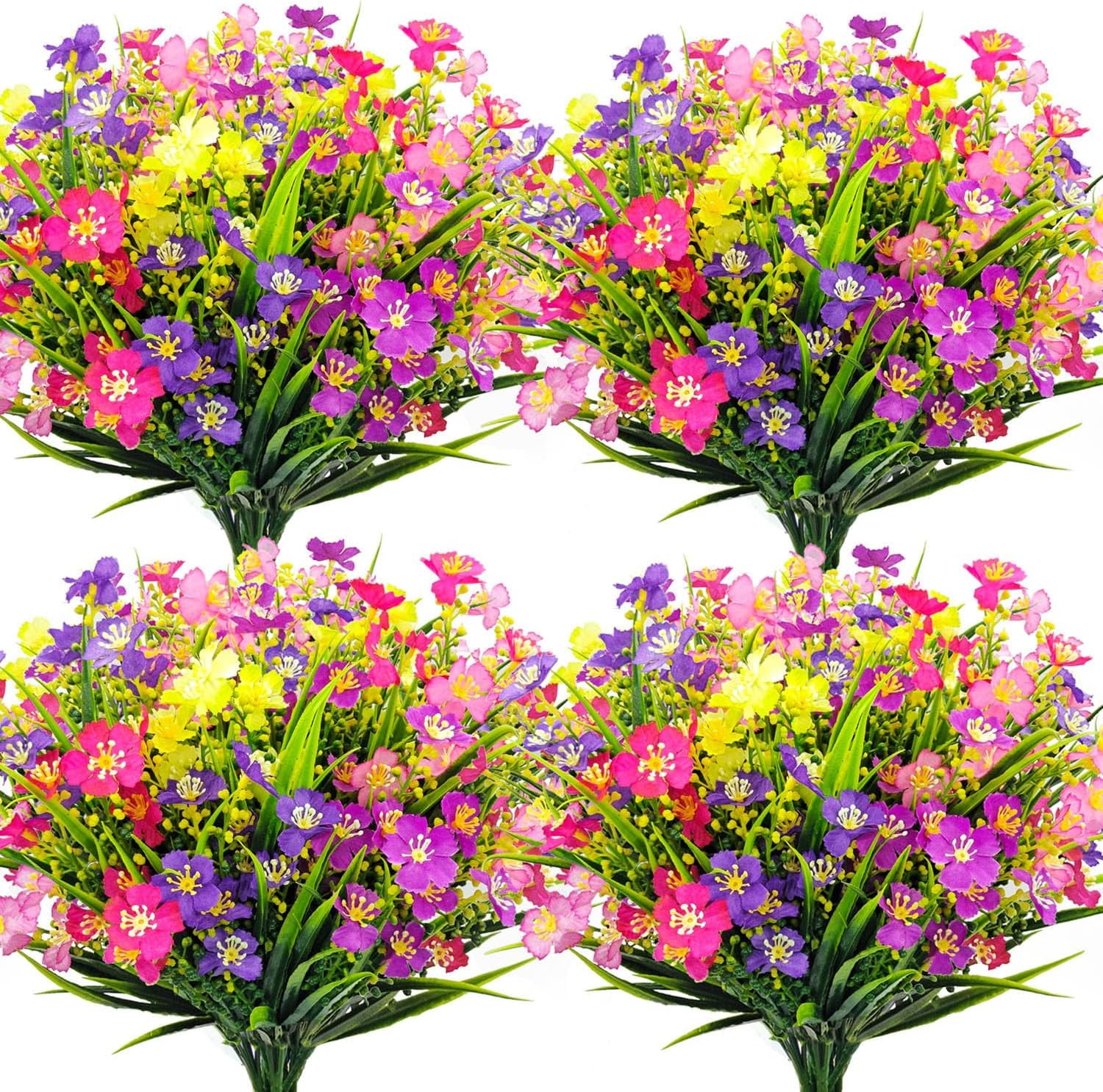 15 Bundles Artificial Flowers for Outdoors UV Resistant Plastic Fake ...