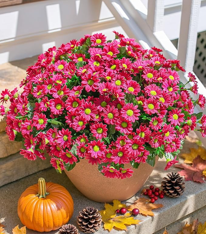15 Bundles Fake Fall Flowers, Autumn Artificial Faux Flowers Outdoors ...