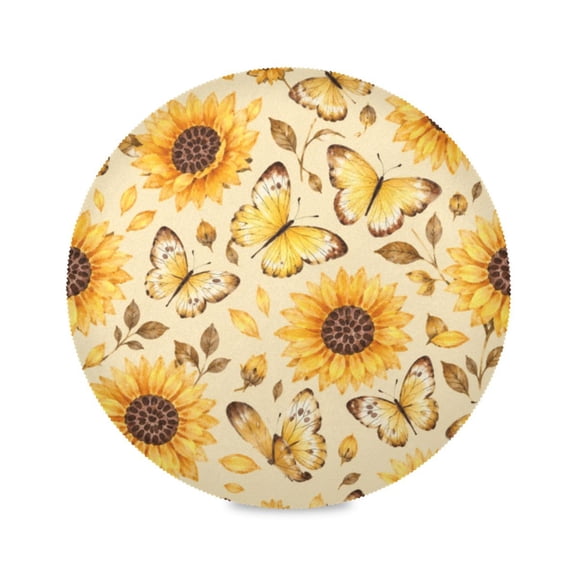 15" Butter Sun Printed Round Placemats Set of 1 Heat Resistant Table Mat for Kitchen for Party Deco