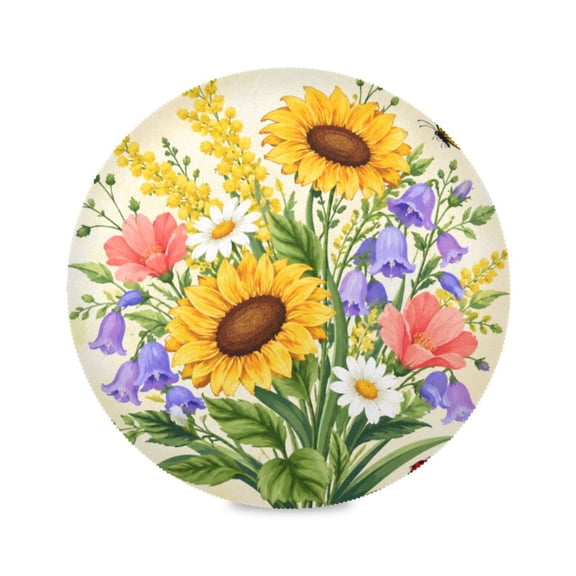 15" Butterfly Bloom Pattern Printed Round Placemats Set of 1 Heat Resistant Table Mat for Kitchen for Party Deco