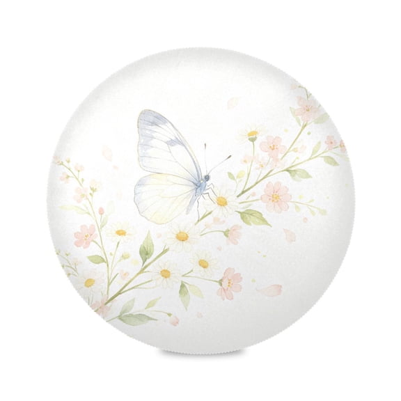 15" Butterfly Bloom Printed Round Placemats Set of 6 Heat Resistant Table Mat for Kitchen for Party Deco