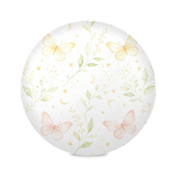 15" Butterfly Vine Pattern Printed Round Placemats Set of 1 Heat Resistant Table Mat for Kitchen for Party Deco
