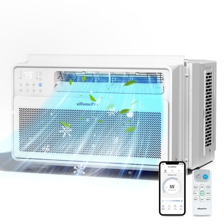 Window Air Conditioner, 8000BTU Window AC Unit for 350 sq.ft Room, Smart Inverter Window AC Multifunctional Dry Fan ECO Mode, Ultra Quiet & Easy Installtion