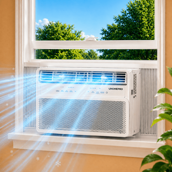 Window Air Conditioner, 10000BTU Window AC Unit for 450 sq.ft Room, Smart Inverter Window AC with WiFi App Control Multifunctional Dry Fan ECO Mode, Ultra Quiet & Easy Installtion
