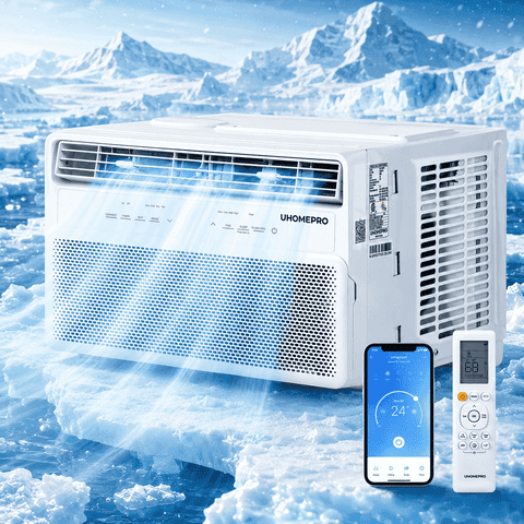 10,000 BTU Inverter Window Air Conditioner for Rooms up to 450 Sq.ft., Energy-Saving AC with Dehumidifier & Fan Mode, 42dB Quiet Operation, WiFi APP Control, Auto Swing, 15 CEER Efficiency