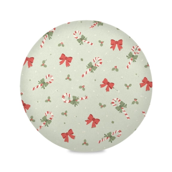 15" Candy Cane Holly Printed Round Placemats Set of 1 Heat Resistant Table Mat for Kitchen for Party Deco