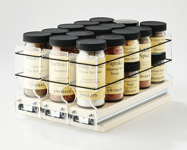 Cream 3-Drawer Vertical Spice Rack with Acrylic Fronts