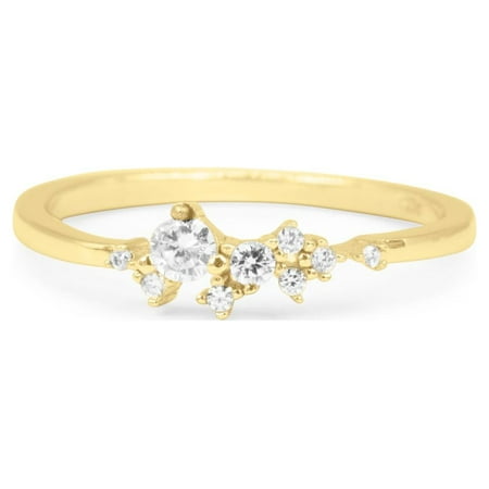 15 Carat Round Brilliant Real Diamond Cluster Fashion Ring in 10k Yellow Gold