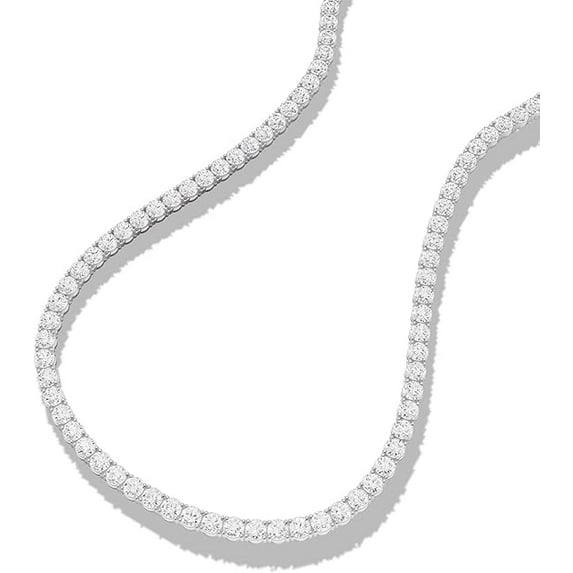 15 Carat TW, E-F Color, VS1-VS2 Clarity, Lab Grown Diamond Straight Line 4 Prong Tennis Necklace in 14K White Gold - 20 Inches