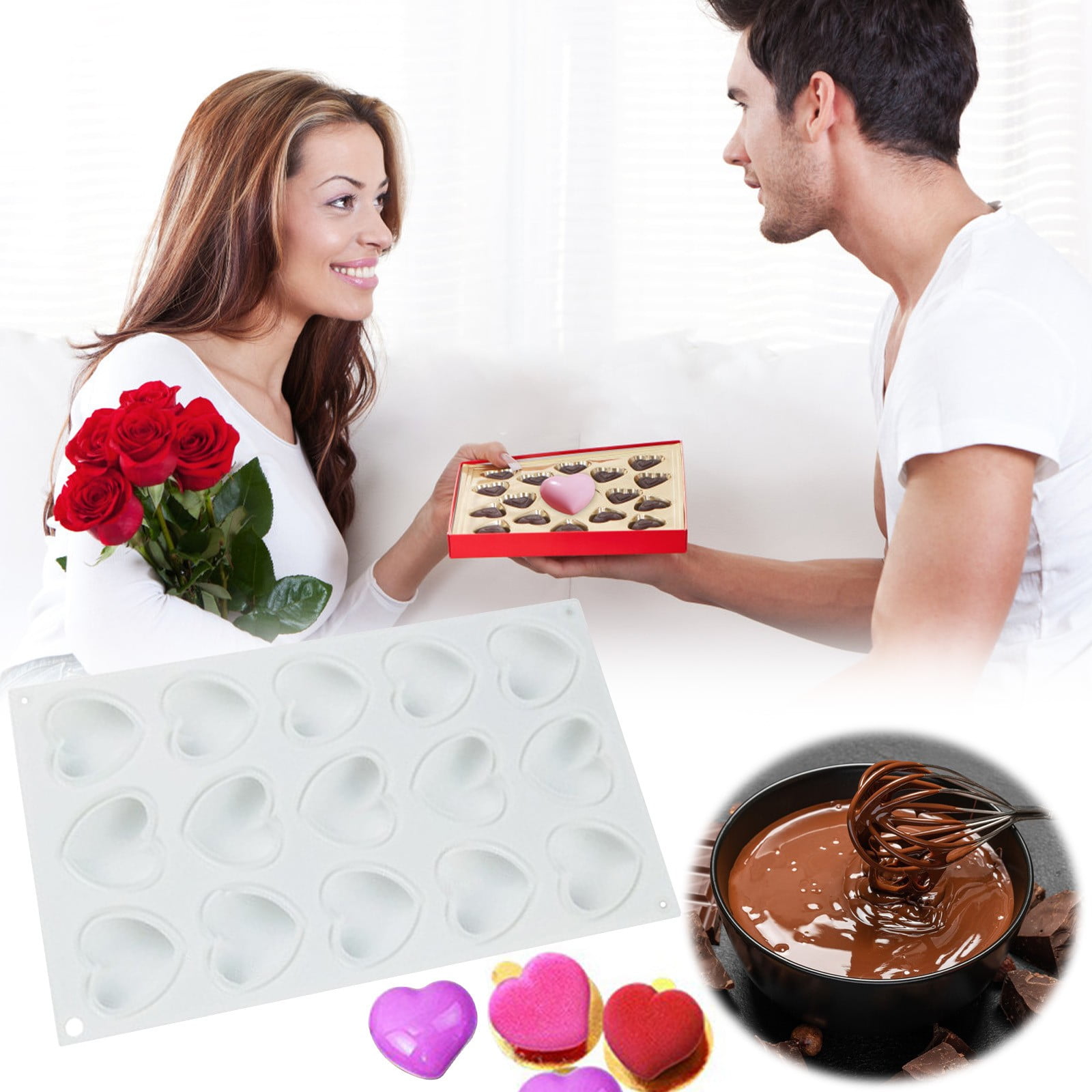 Oskrieel Large Heart Silicone Cake Mold - Easy Release Baking Pan For Cakes, Jello, Chocolate, Soap