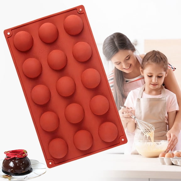15-Cavity Semi-Sphere Silicone Baking Mold – Non-Stick Half Round Tray for Making Jelly, Cake Pops & Chocolate Bombs