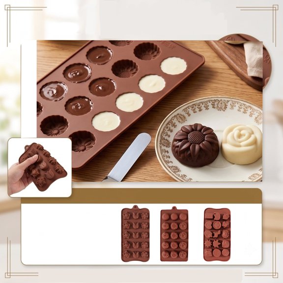 15-Cavity Silicone Baking Mold for Homemade Chocolate, Waffles, and Pudding, Non-Stick DIY Dessert Making Tool for Easter Decorations and Valentines Day Gifts, 1Pack A
