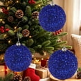 thumbnail image 1 of 15 Centimeter Large Blue Glitter Christmas Ball Ornament, Sparkly Fluffy Hanging Ball for Christmas Tree, Wreath, Holiday Parties Decoration, 1 of 9