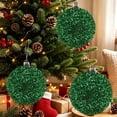 thumbnail image 1 of 15 Centimeter Large Green Glitter Christmas Ball Ornament, Sparkly Fluffy Hanging Ball for Christmas Tree, Wreath, Holiday Parties Decoration, 1 of 9