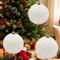 thumbnail image 1 of 15 Centimeter Large White Glitter Christmas Ball Ornament, Sparkly Fluffy Hanging Ball for Christmas Tree, Wreath, Holiday Parties Decoration, 1 of 9