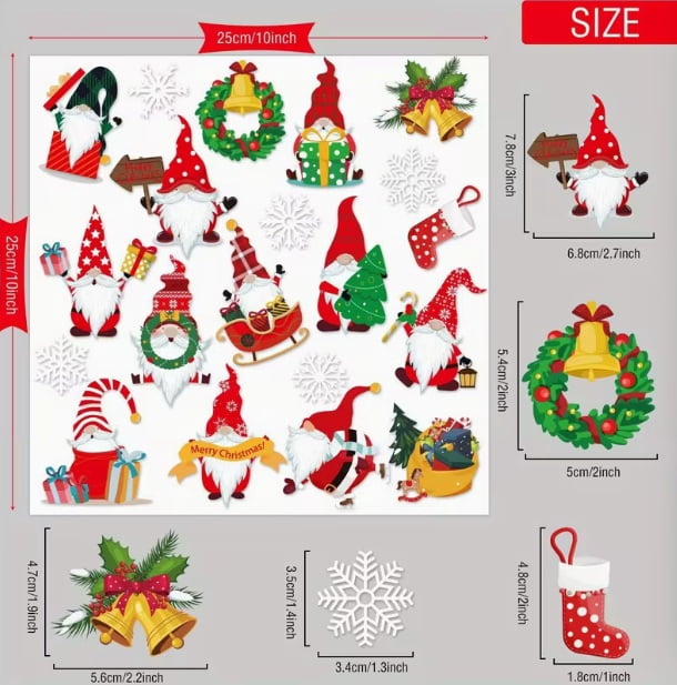 15 Christmas window decals/decorative stickers, Christmas party supplies