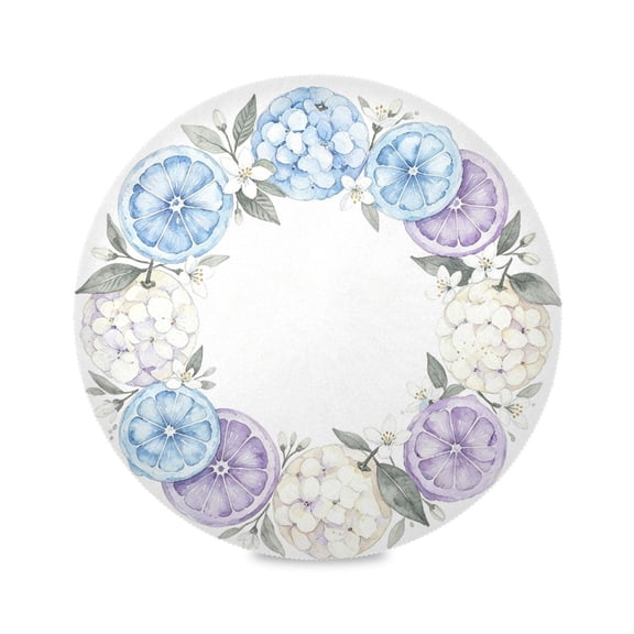 15" Citrus Hydrangea Wreath Printed Round Placemats Set of 1 Heat Resistant Table Mat for Kitchen for Party Deco