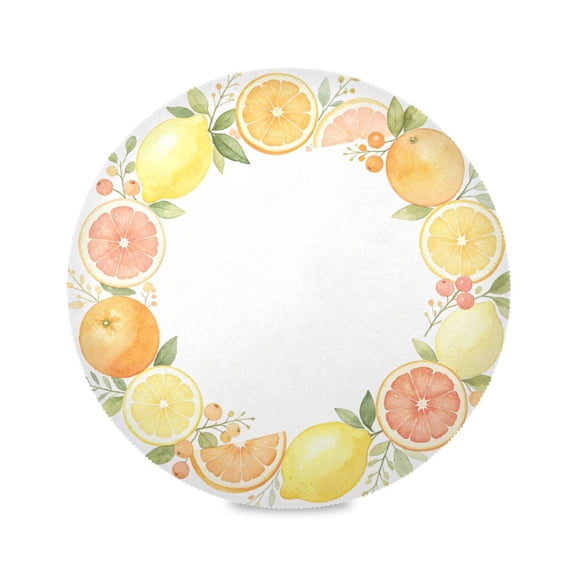 15" Citrus Wreath Printed Round Placemats Set of 1 Heat Resistant Table Mat for Kitchen for Party Deco