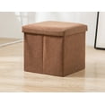 thumbnail image 1 of 15" Collapsible Storage Ottomans, Square Space-Saving Storage Stool, Brown, 1 of 7
