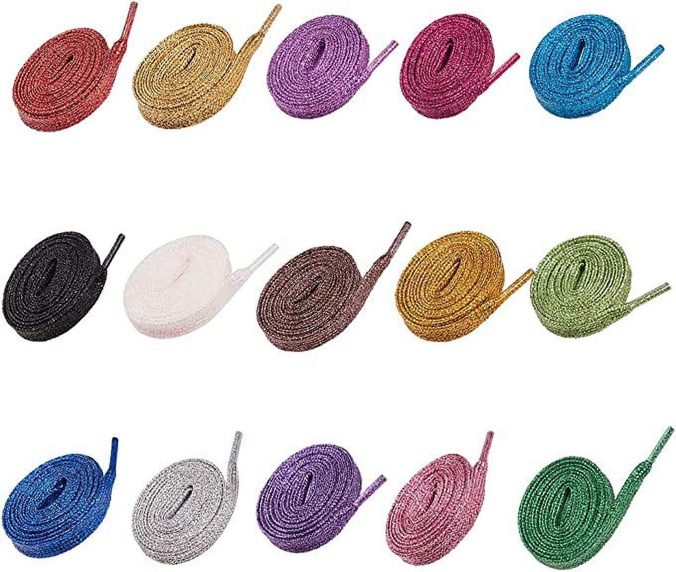 15 Color Glitter Shoe Laces 15 Pairs Flat Shoe Lace Polyester Cord