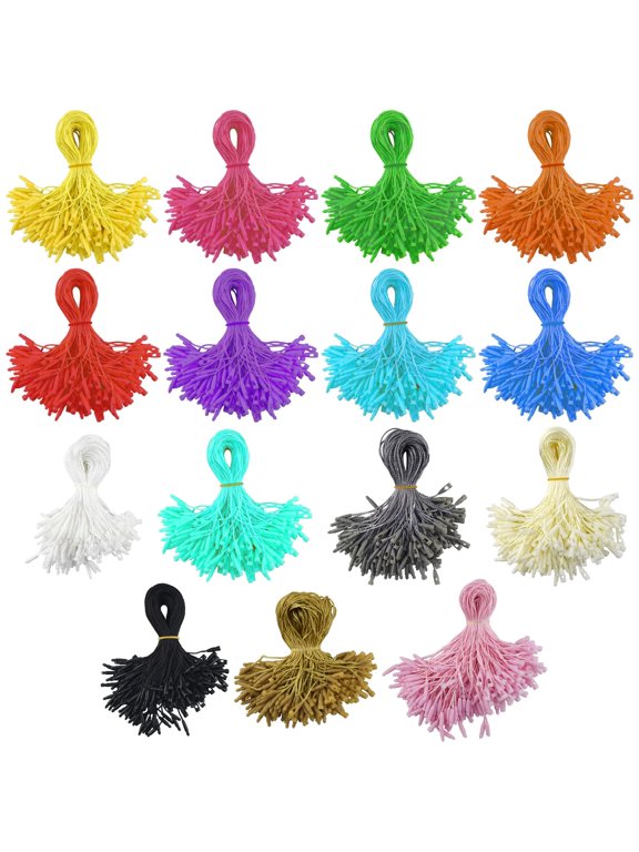 15 Color Nylon Hang Tag Strings 1500Pcs 8 Inch Snap Lock Ties for Retail Labels Luggage Tags Shoe Tags