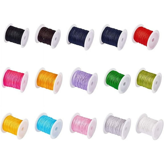 15 Colors 0.8mm Rattail Nylon Cord 160 Yard Chinese Knotting Cord Shamballa Macrame Thread Beading String
