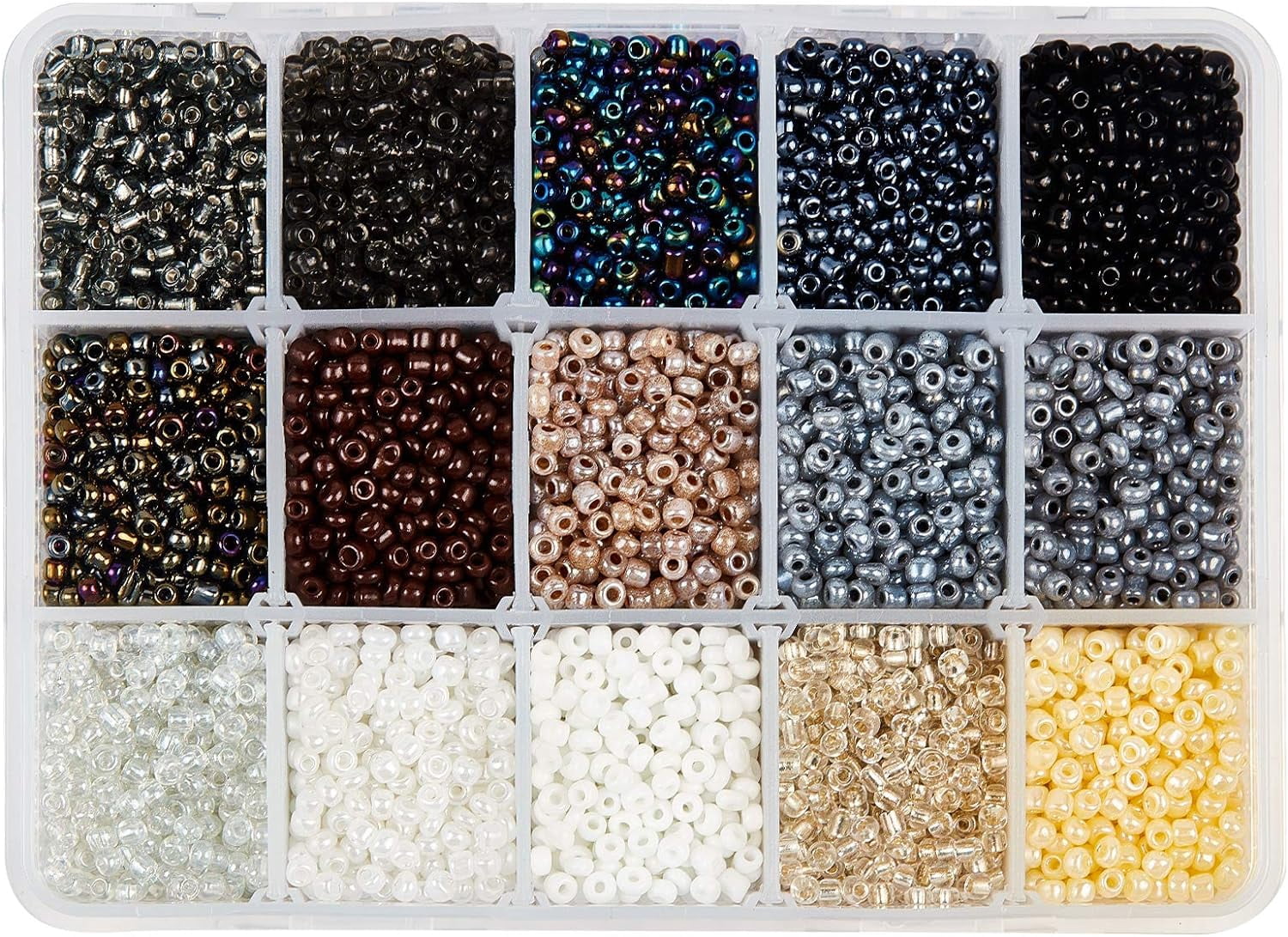 15 Colors 8/0 Glass Seed Beads 6750 Pcs Opaque Seed Beads 3mm Round Pony Beads Mini Spacer Loose Beads for DIY Craft Bracelet Necklace Jewelry Making Black