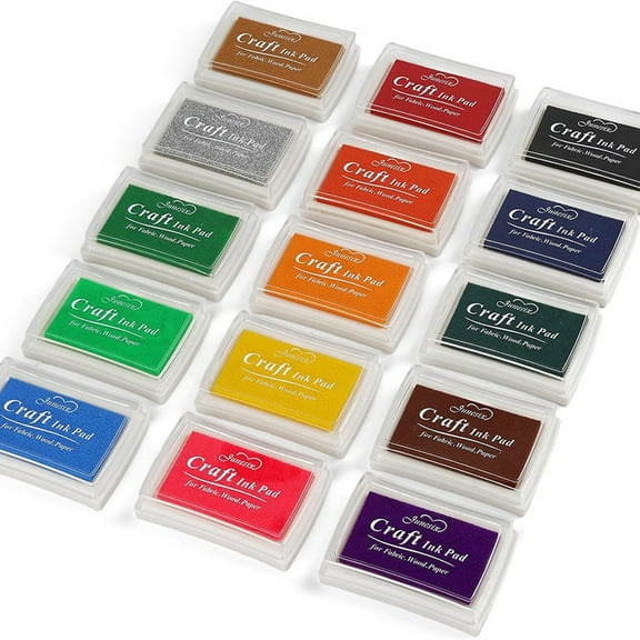 15 Colors Craft Ink Pads, Washable Finger Stamp Pad for Kids DIY, Paper, Wood Fabric, Scrapbooking, Rubber Stamps,15 * Craft Ink Pads,Mixed Color