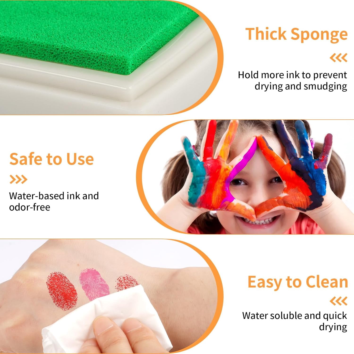 15 Colors Craft Ink Pads, Washable Finger Stamp Pad for Kids Finger Painting, DIY Crafting, Paper, Wood Fabric, Rubber Stamps, Scrapbook Supplies