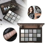 15 Colors Eyeshadow Palette - Blendable Eye Makeup Palette, Black Gray Silver Cool Tone Shades, Long Lasting Pigmented Powder, Matte and Shimmer Finish, Professional Makeup Kit 1PC*1