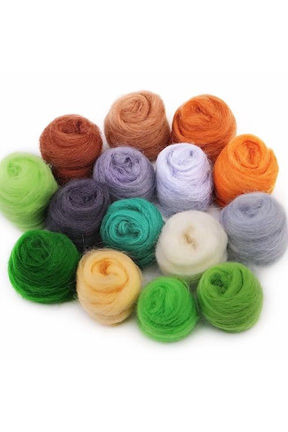 15 Colors Fiber Wool Yarn,Fiber Wool Yarn Roving,Spinning Wool Roving for Needle Felting,DIY Hand Spinning,Needle Felting Wool Craft,3g/Color