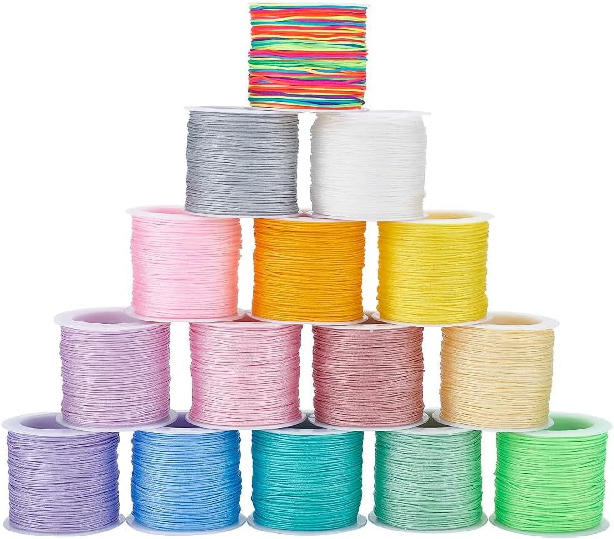 15 Colors Nylon String Beading Thread 820 Yards 0.8mm Chinese Knotting Cord Nylon Cord String for Macrame Friendship Bracelets Nylon Thread for Woven Bracelet Necklace Making Jewelry Making for DIY