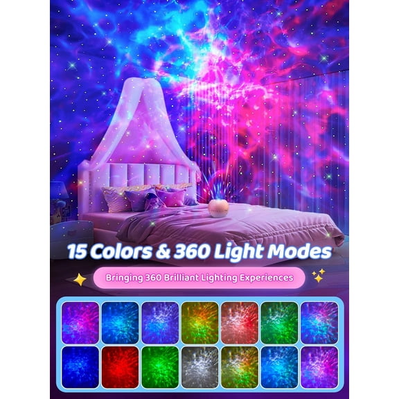 15 Colors   Projector with White Noise and  for Bedroom Night Light